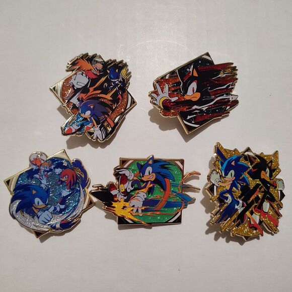 Sonic The Hedgehog Speed Stamp Blind Bag Series Enamel Pins Full Set Of 5 - Picture 1 of 8